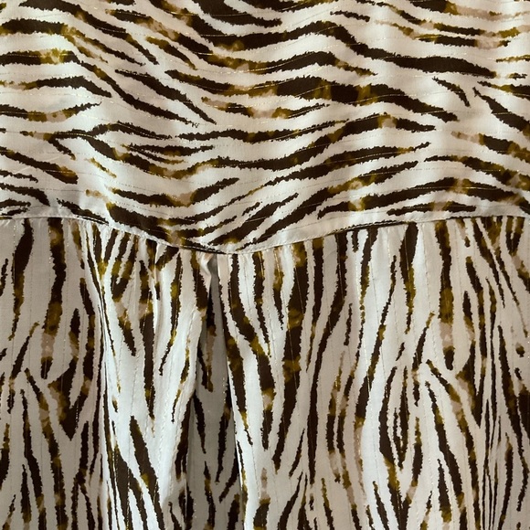 Jane+Delancey Zebra Print Top Brown Button Up Short Sleeve Blouse Women’s Size M - Picture 3 of 11
